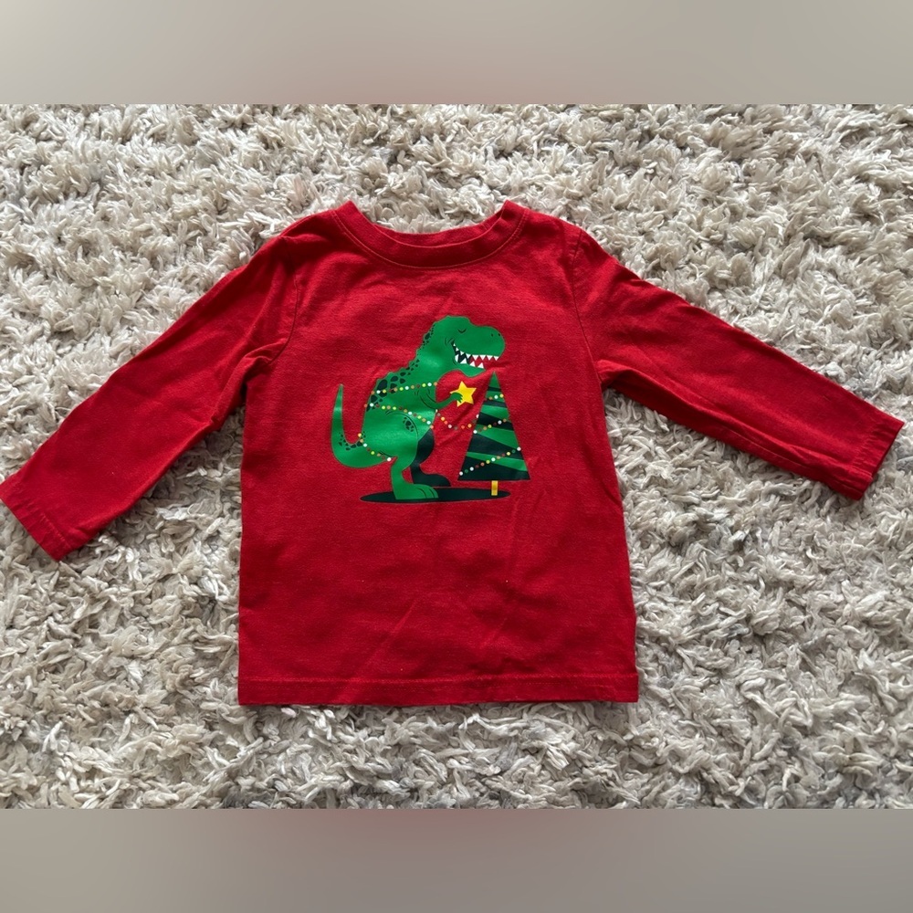 Cat & Jack™ Red Boys' Christmas Dinosaur Tee